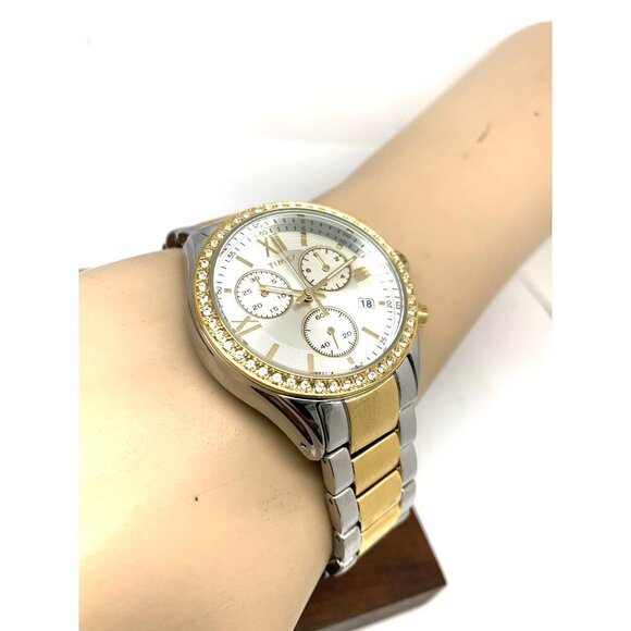 Timex Women\'s Watch TW2V57700 Quartz Chronograph Silver Dial Two Tone Steel 38mm
